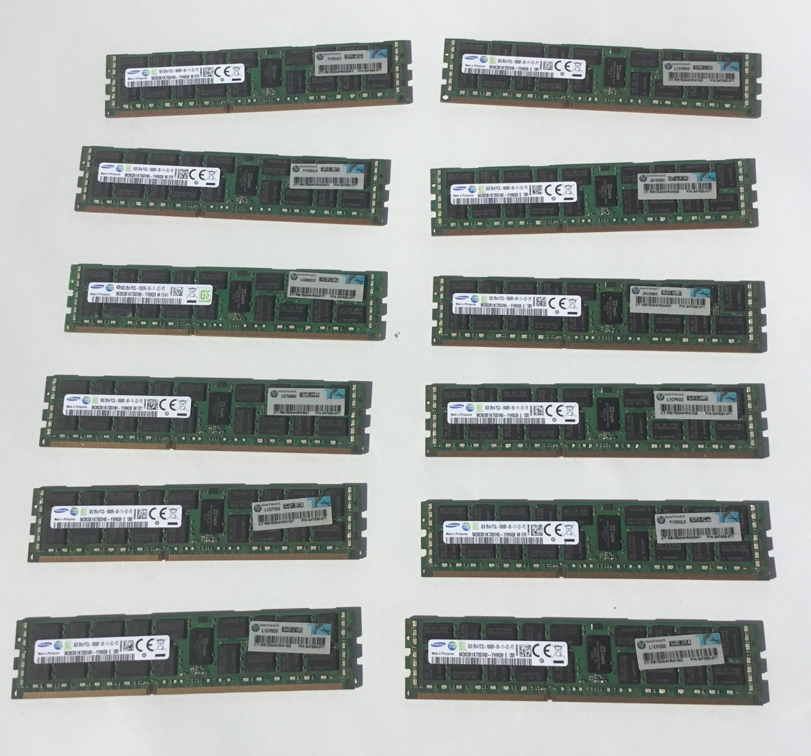 Samsung 96GB [12] 8GB DDR3 PC3L-10600R Server RAM M393B1K70DH0-YH9Q9 2Rx4 ECC