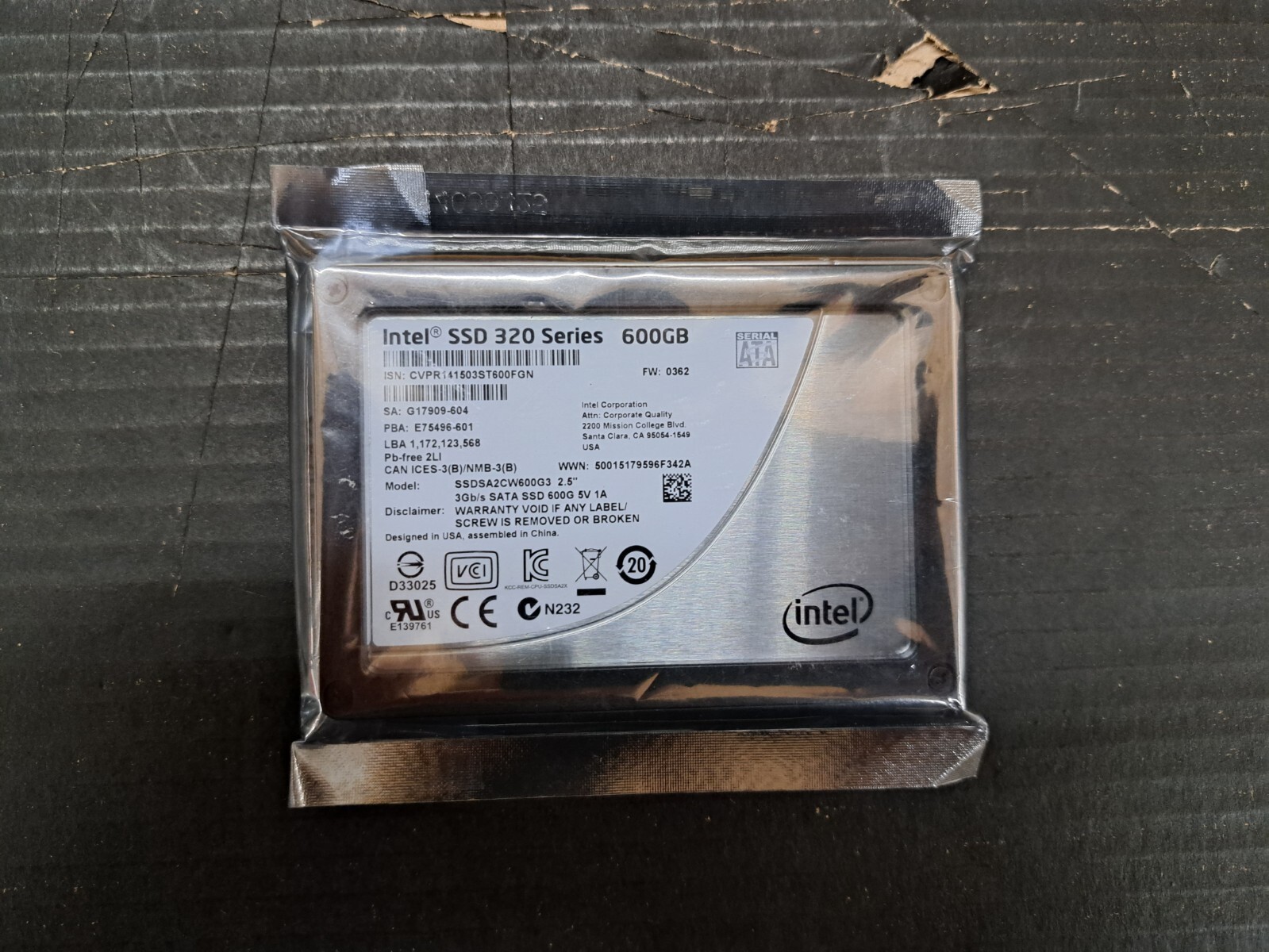 Used, Intel, SSDSA2CW600G3, 600GB 3Gb/s SATA 2.5" SFF MLC SSD - Clean Pulls
