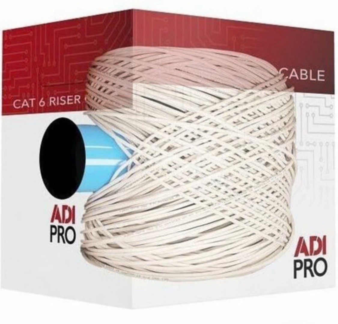 ADI PRO CAT6 Cable 23AWG 4-Pair UTP, Solid 100% Copper, 1000ft Reel-in-Box