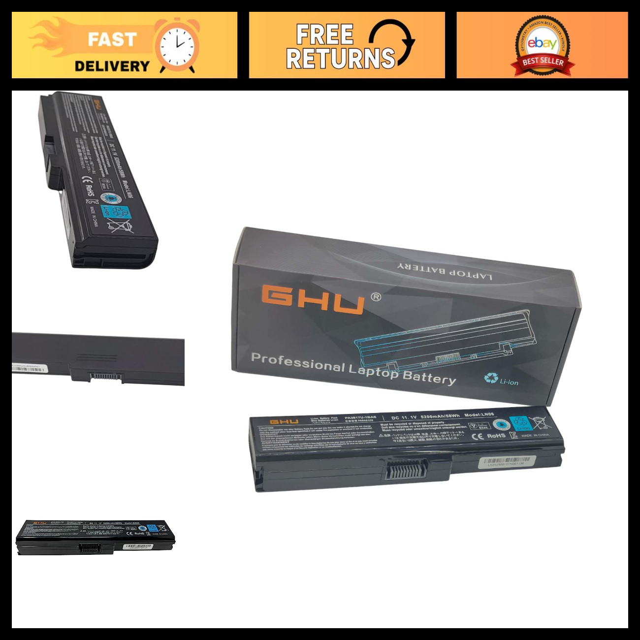 Replacement Laptop Battery 58Wh for Toshiba Satellite L755 L675 L750 P755 P750 C
