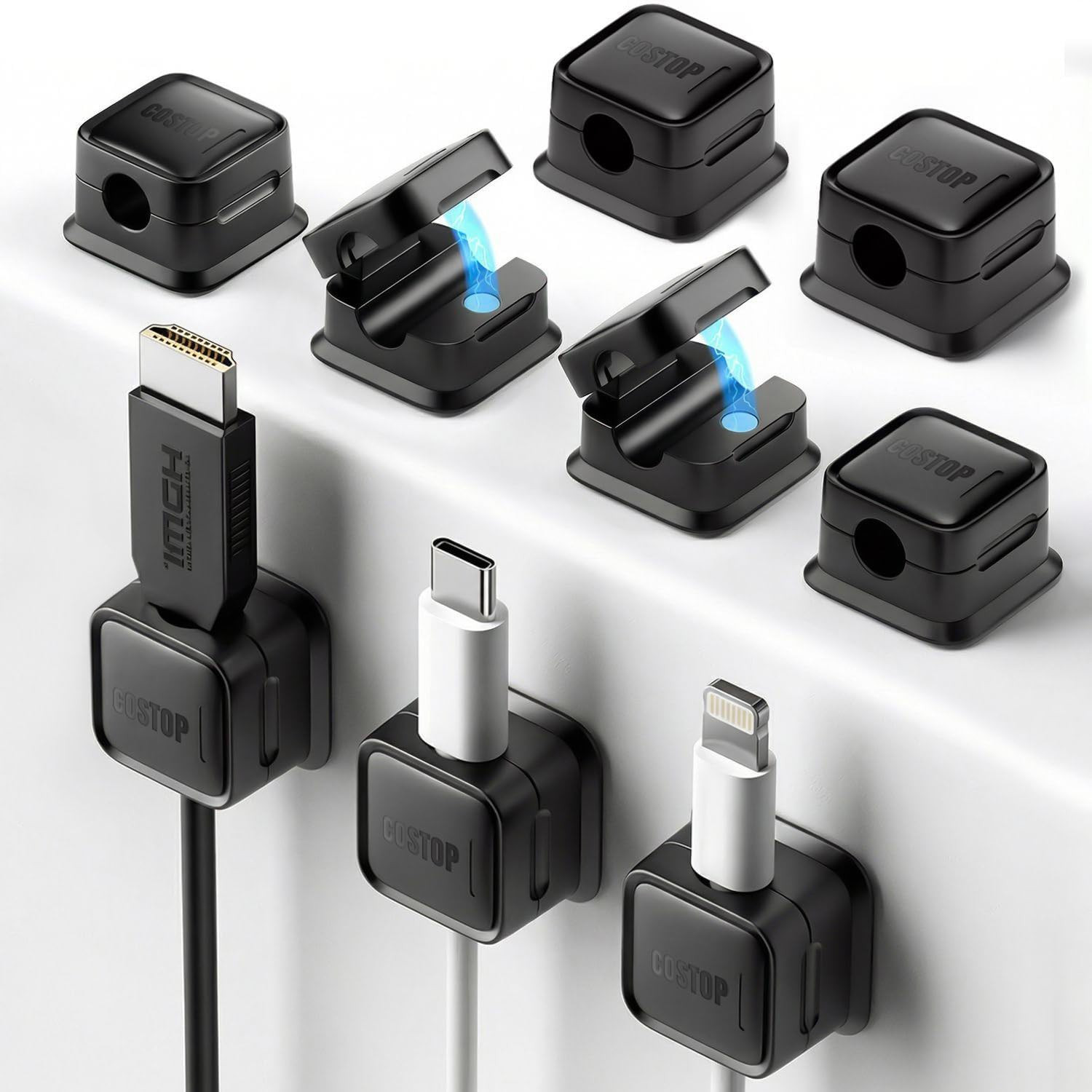 Organizador magnetico cables 9 piezas clips adhesivos para cargadores uso diario