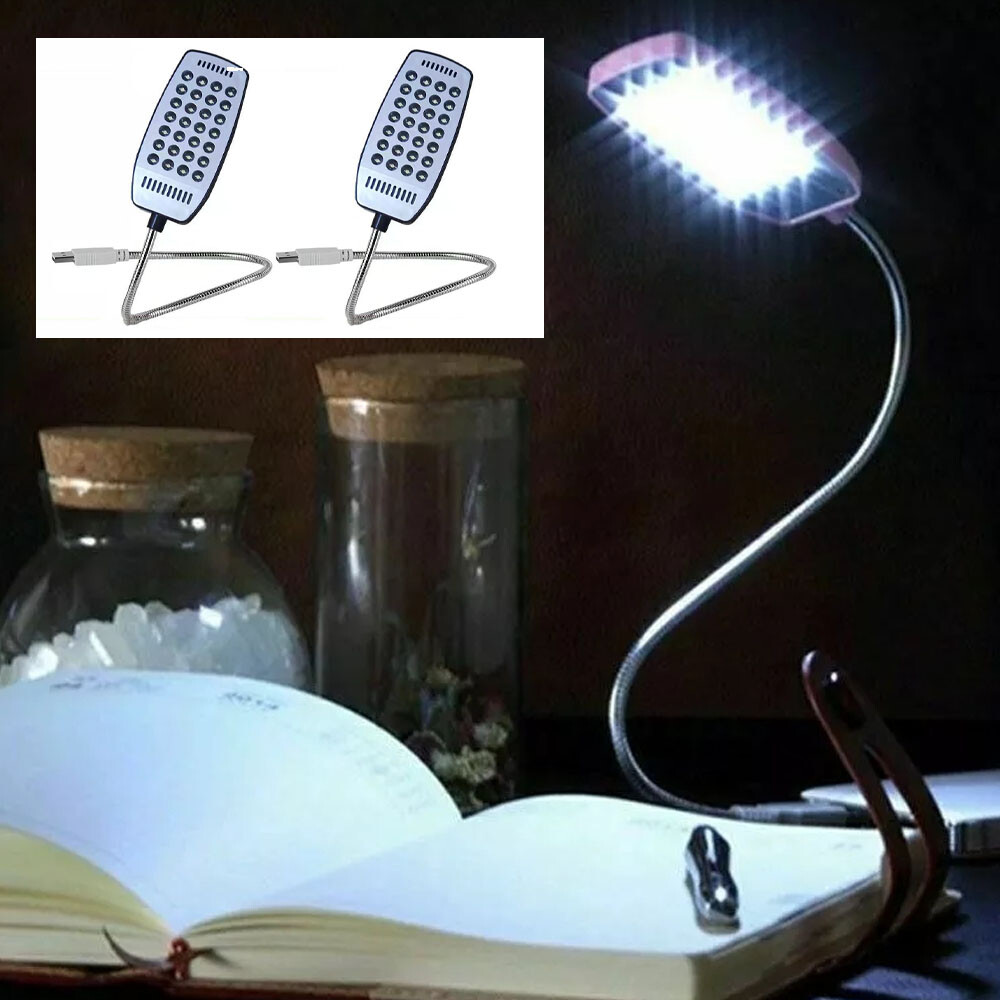 2Pcs 28LED USB Light Flexible Computer Notebook Laptop PC Desk Reading Lamp US