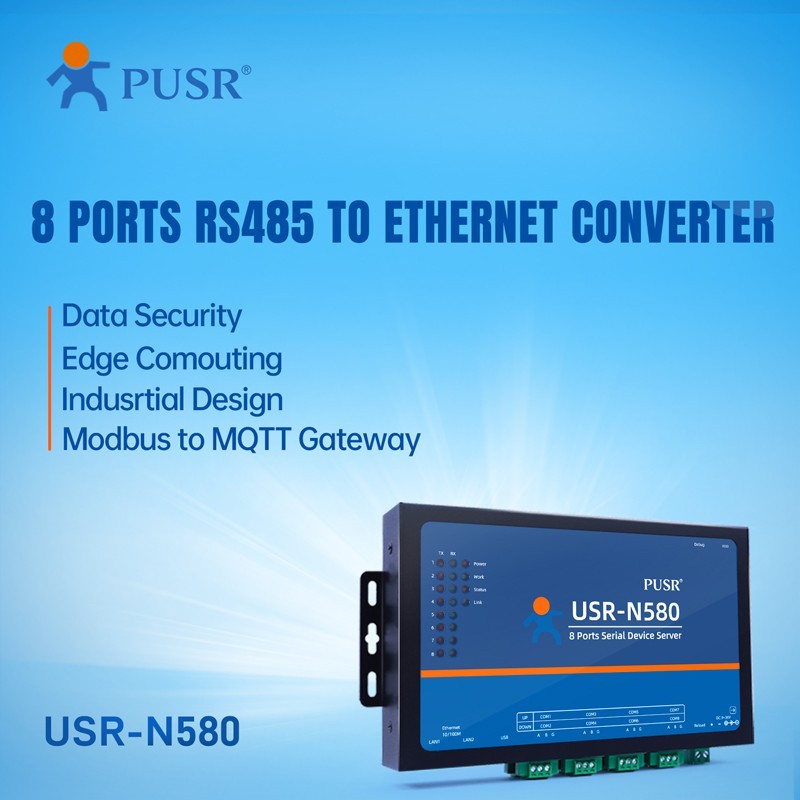 PUSR 8 Port RS485 to Ethernet Serial to Ethernet Converter Modbus MQTT USR-N580