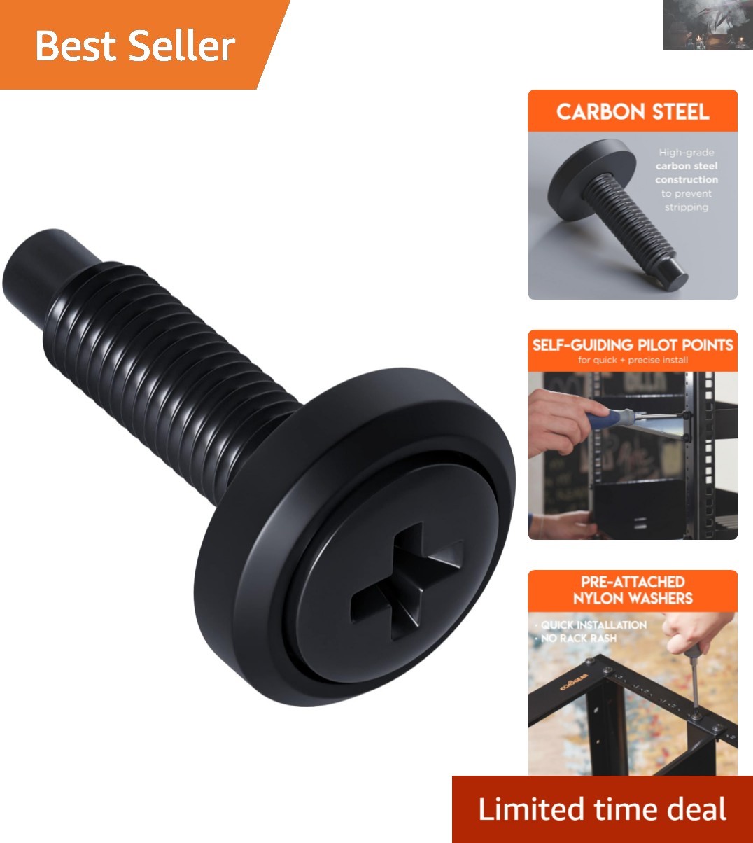 10/32 Steel Screws Pack - Coated with Black Zinc & Pilot Point Heads