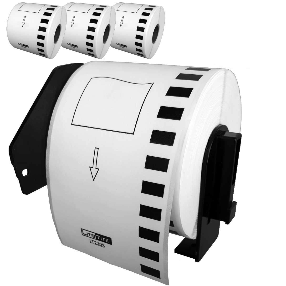 LiteTite DK-2205 (4 Rolls) Continuous Length Paper Tape Labels, Compatible with