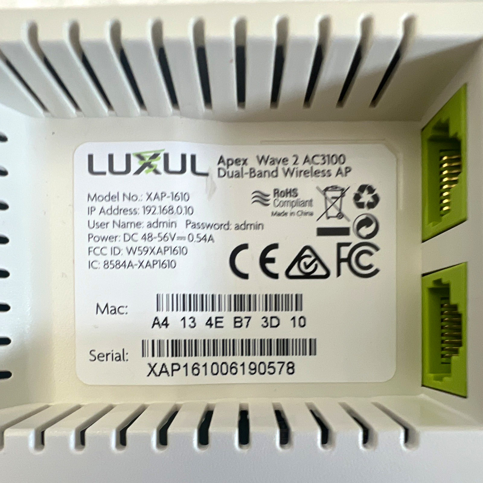 Luxul XAP-1610 Apex Wave 2 AC3100 Dual-Band 2.4/5GHz Access Point