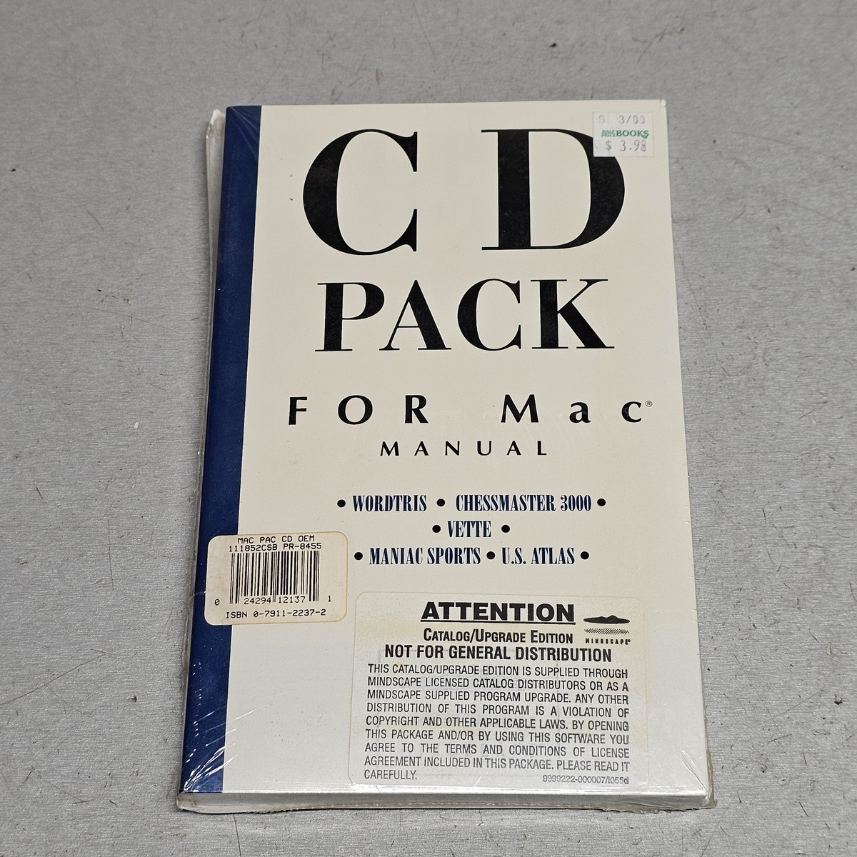 Mindscape CD Pack for Mac Manual Wordtris Chessmaster 3000 Vette U.S. Atlas 1990