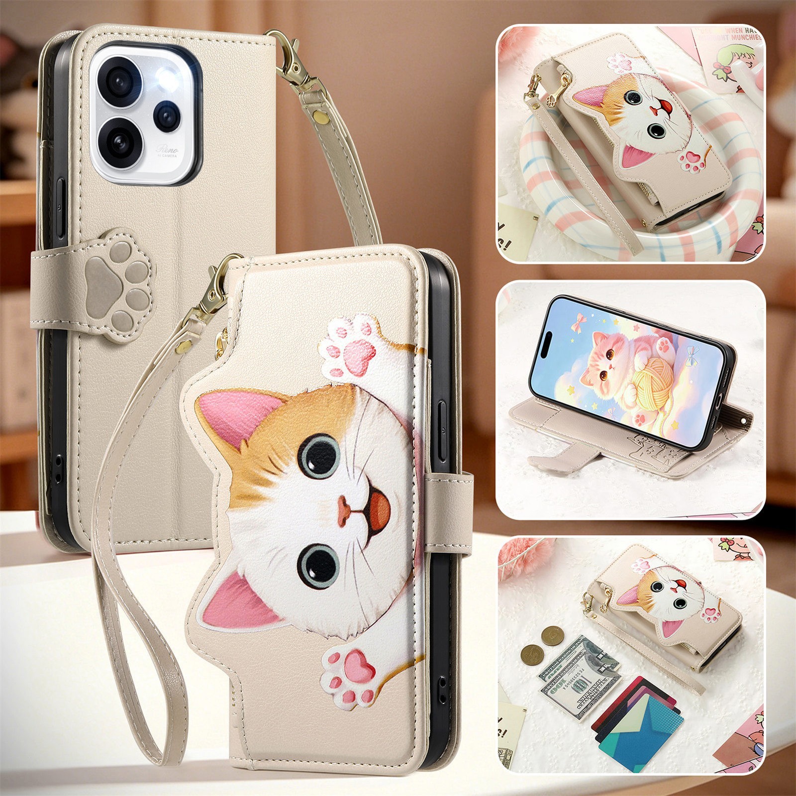 Flip Leather Love Cat Card Wallet Cover Case For A17 A57 A16 A36 A25 A23 A14 A56