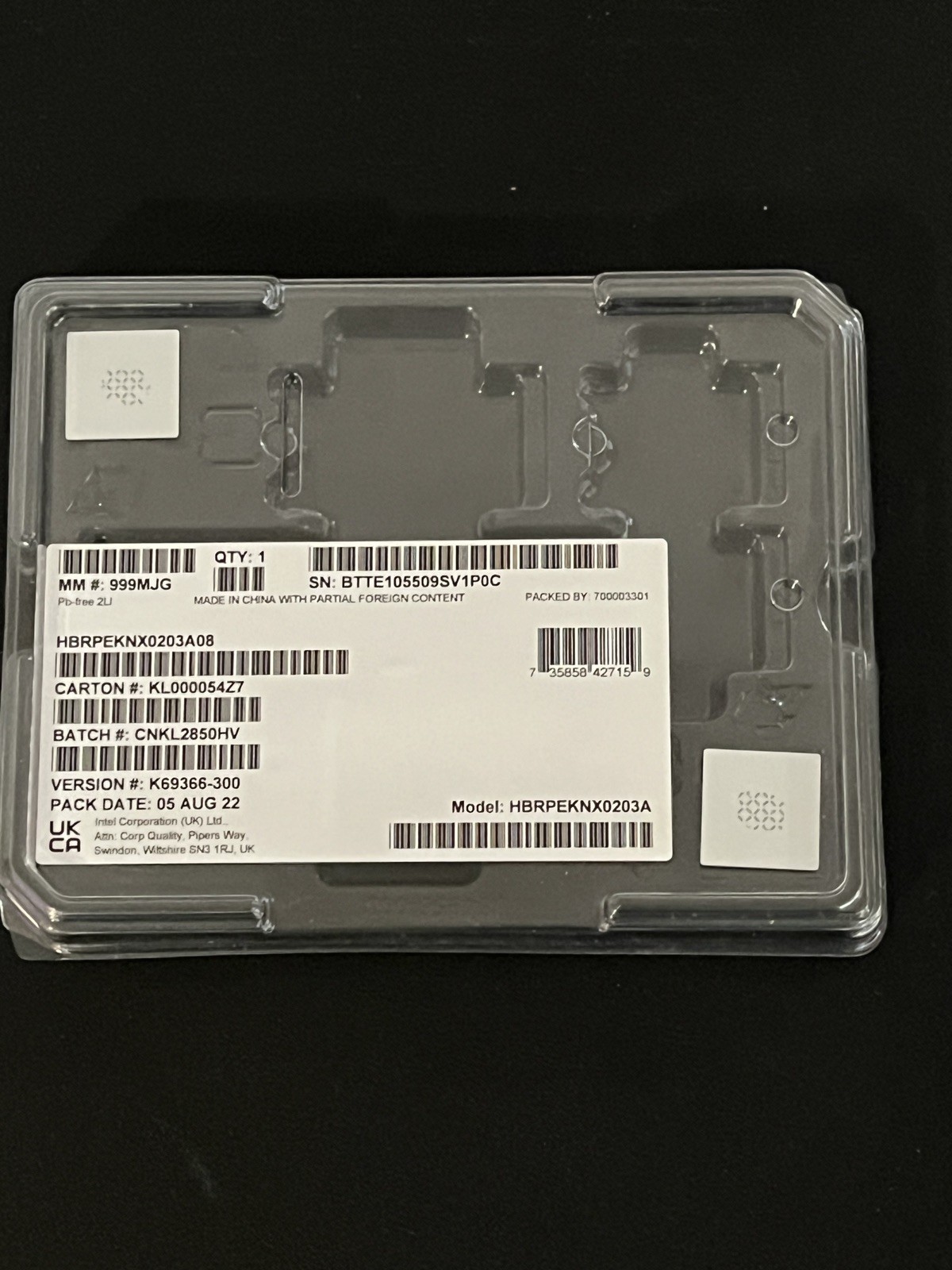 Intel H10 Optane  M.2 2280 1TB NVMe SSD + 32GB Optane HBRPEKNX0203A