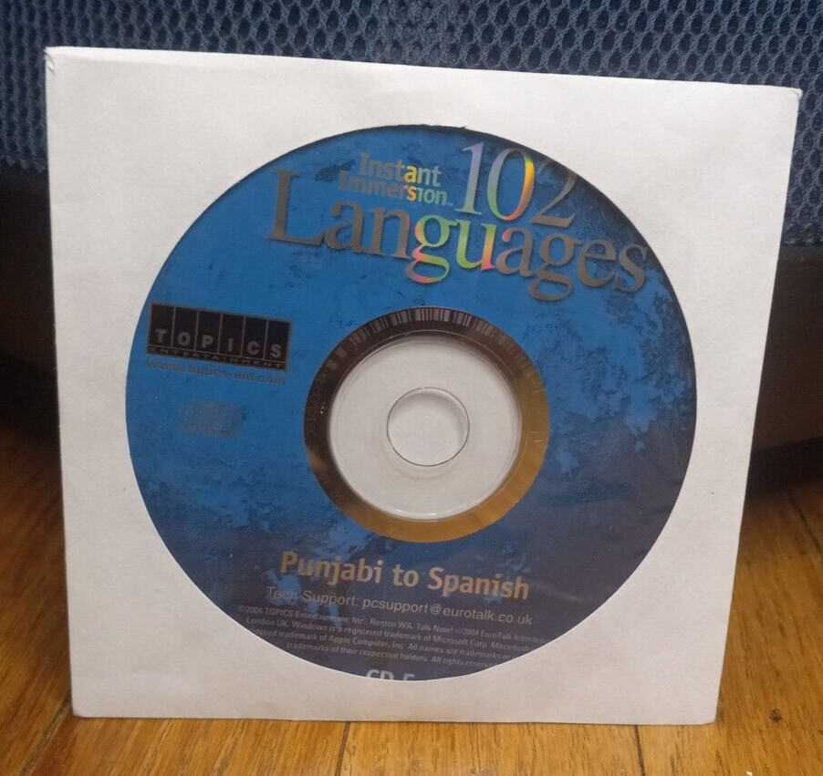 Instant Immersion 102 Languages CD-ROM Disc 5 Punjabi to Spanish PC / MAC