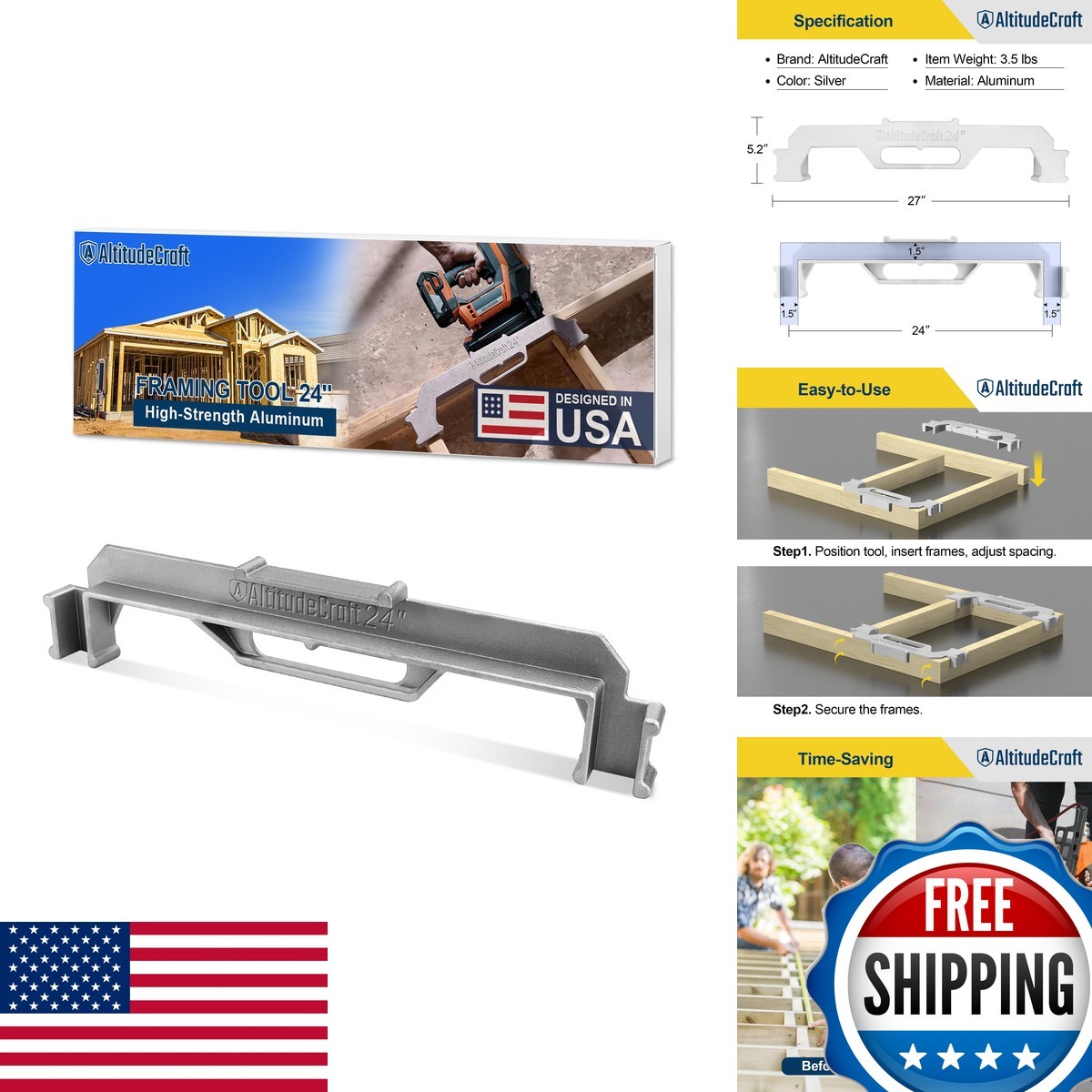 AltitudeCraft 24-Inch Stud Layout Tool, Framing Jig for 24in On-Center Wall