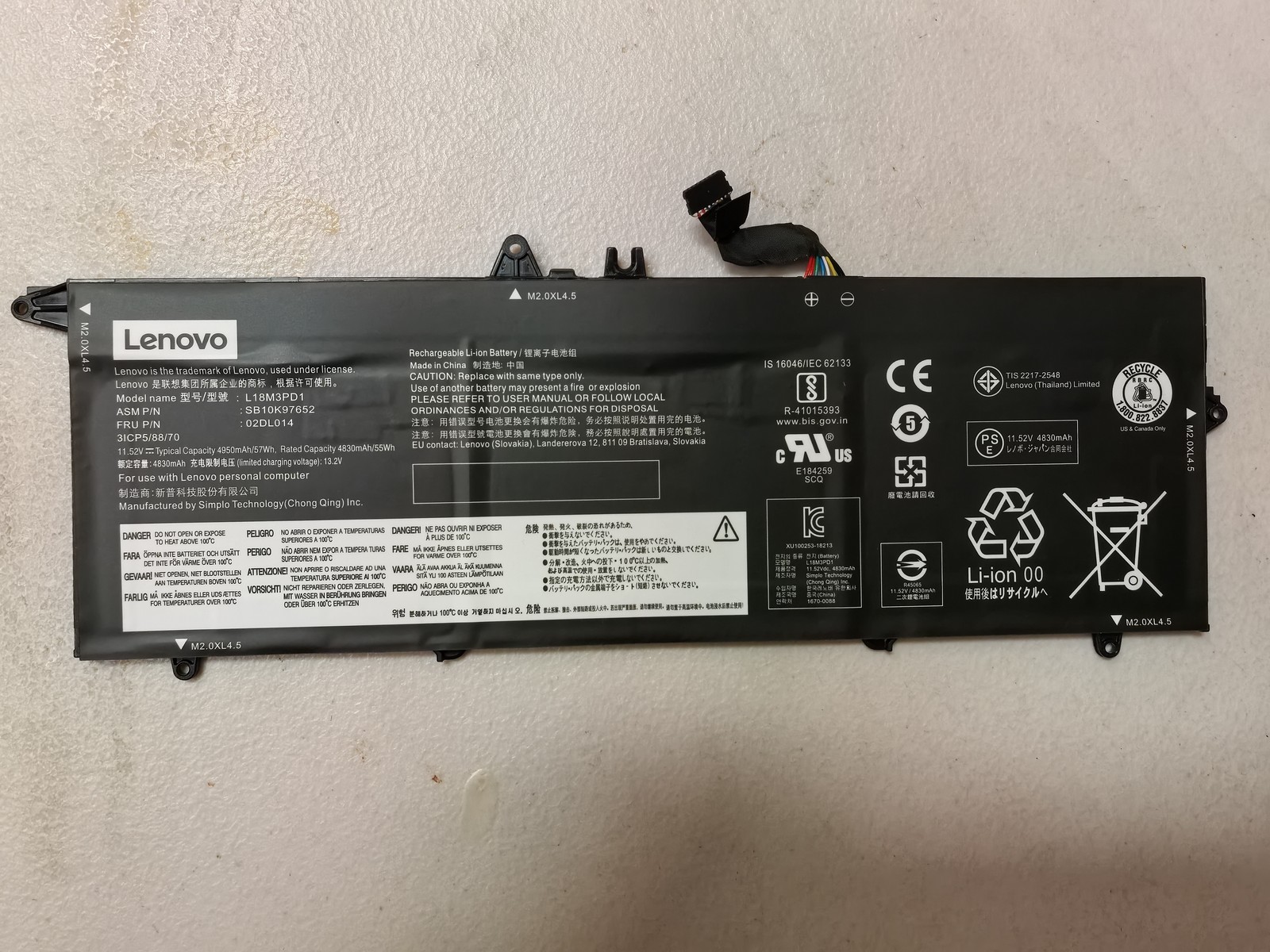 Genuine 55Wh L18M3PD1 Battery for Lenovo ThinkPad T490s T495s L18L3PD1 L18M3PD2