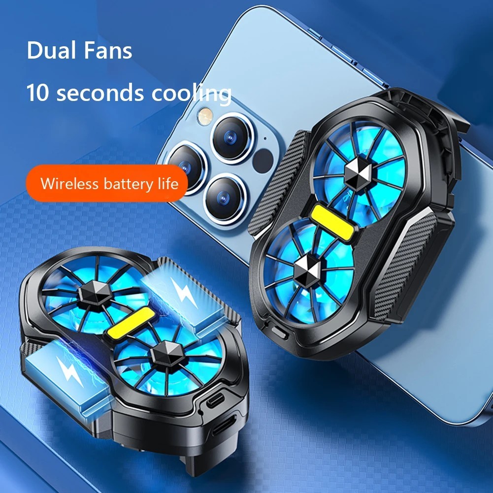 Dual Fan Rechargeable Phone Cooler – Portable Gaming Cooler - For iPhone Android