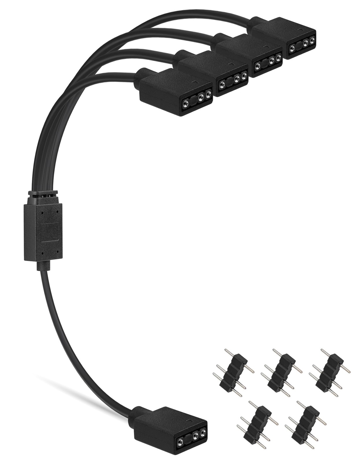 upHere 5V 3Pin ARGB Splitter Cable 1 12 inches, 1 to 4 1 Pcs