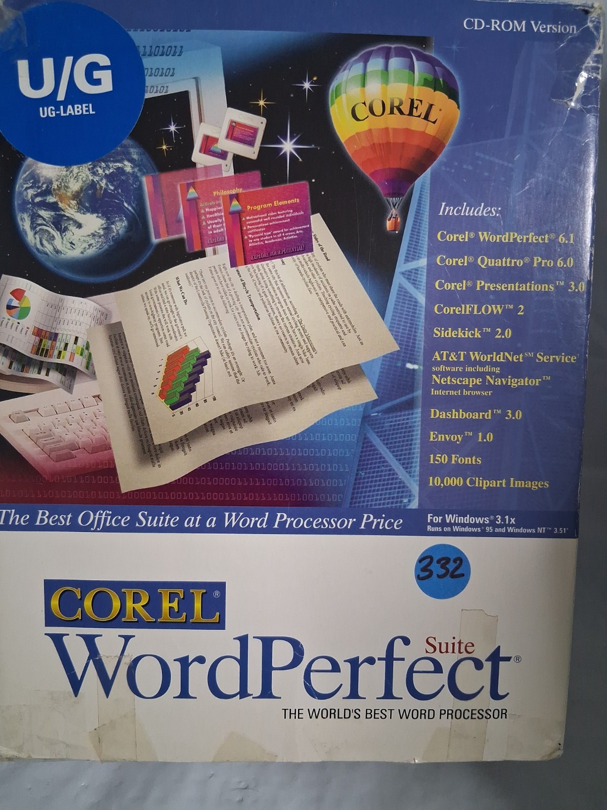 Corel WordPerfect Suite,  Unopened CD-ROM, Windows 3.1x, 95, NT v3.51, w/Manuals