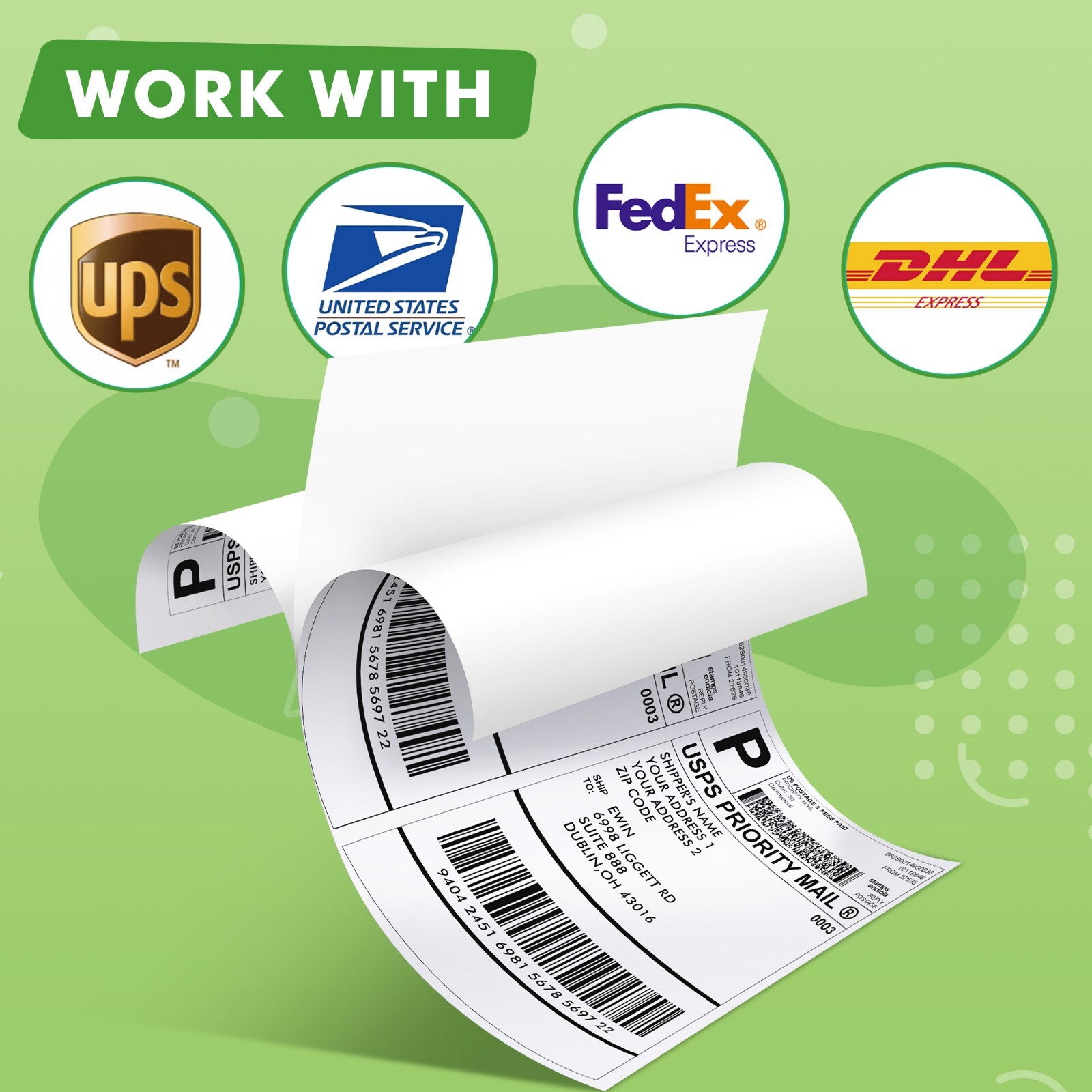 Koala Full Sheet Shipping Labels 8.5x11 500 Full Page Labels for Laser Printers