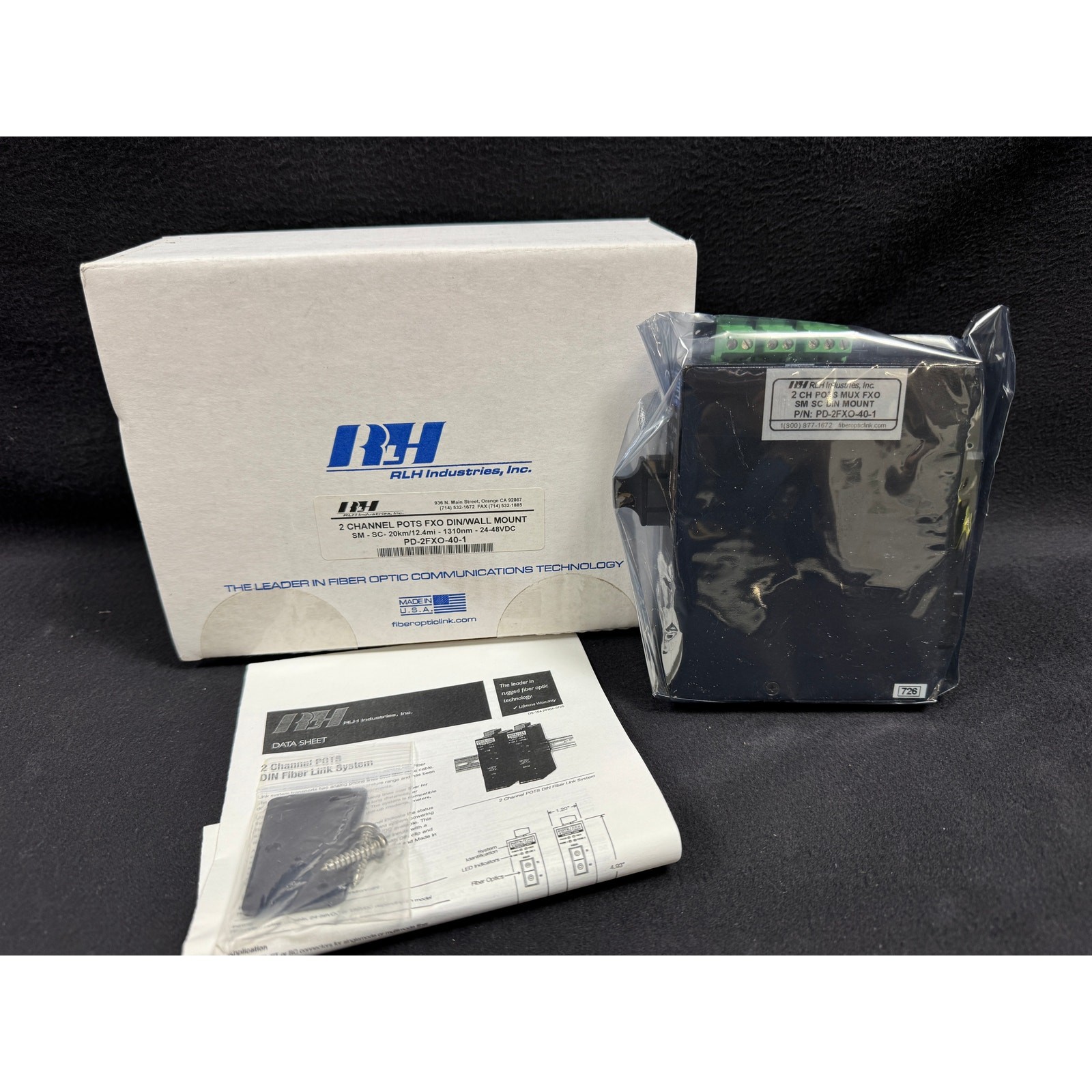 New Old Stock RLH Industries 2 Channel POTS FXO DIN/WALL Mount PD-2FXO-40-1