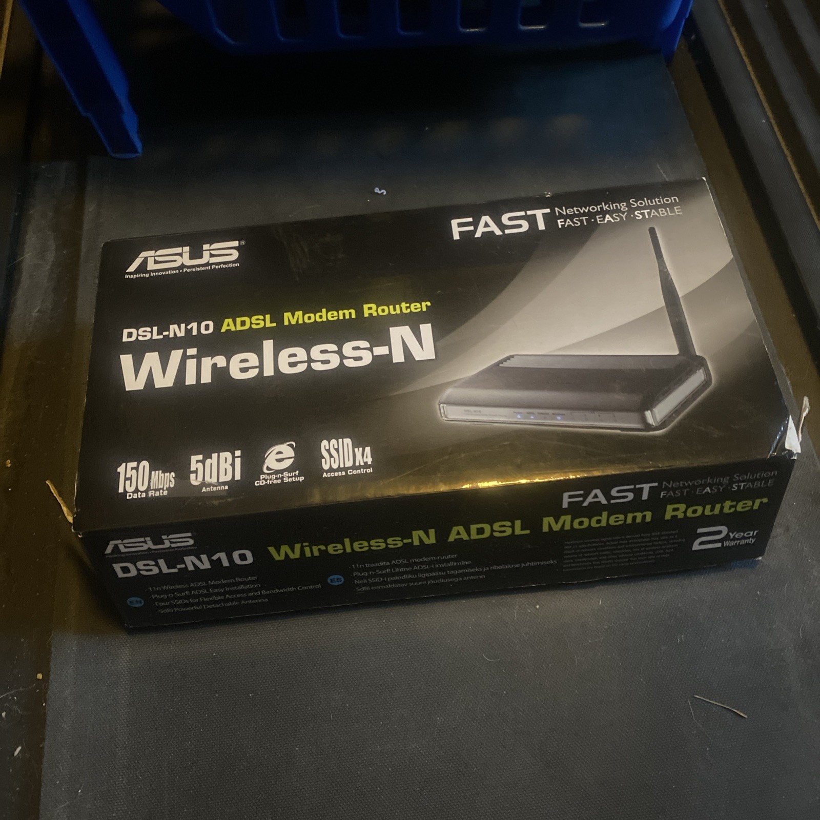 Asus DSL-N10 Wireless-n ADSL Modem Router NEW 5dbi 150 Mbps CD Free Setup