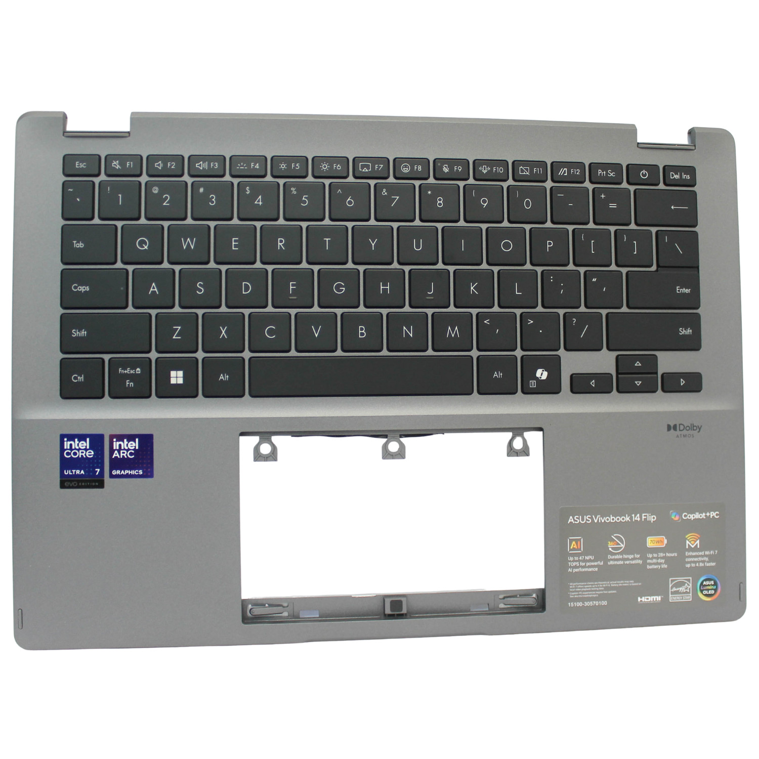 13N1-KCA0621 ASUS TP3407SA VivoBook 14 Flip Palmrest Top Cover w/ KB US Grade A