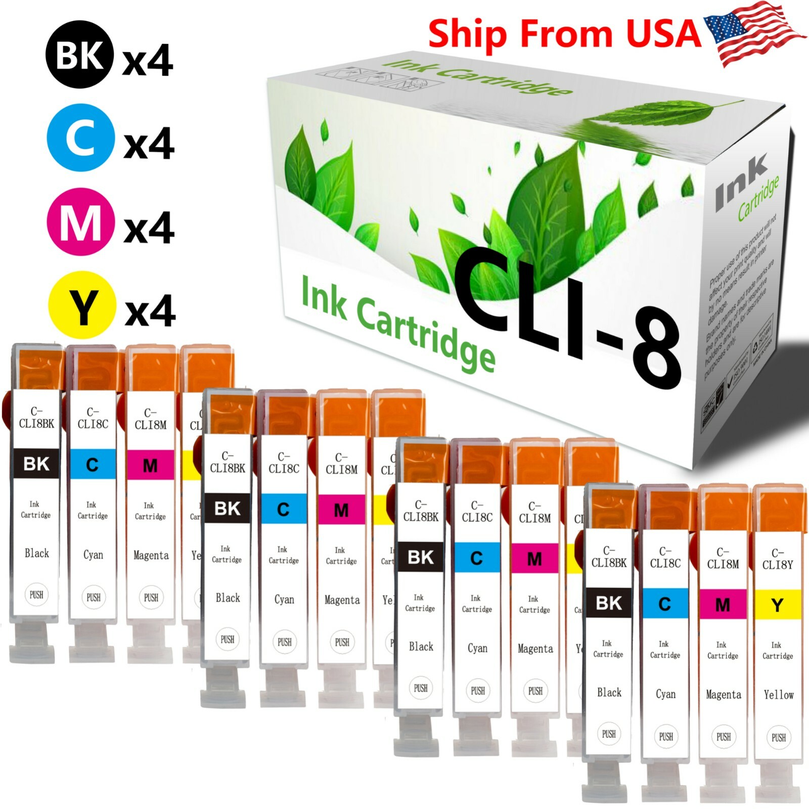 16PK CLI8 CLI-8 Ink Cartridge for PIXMA iP4200 PIXMA iP4500 PIXMA MP800