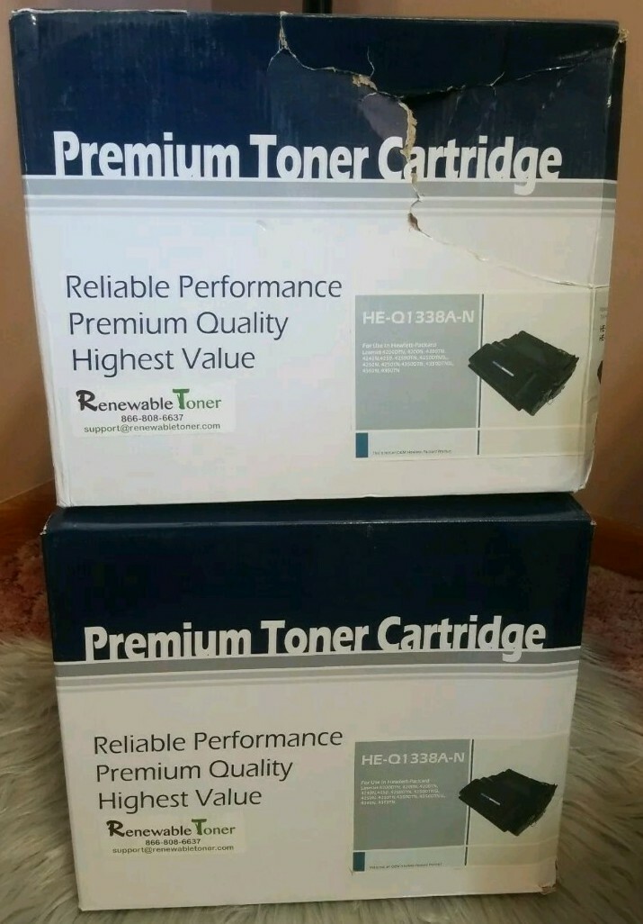 x2 Premium HE Q1338A N BLACK TONER Cartridges for HP 4200 4200DTN 4200N 4200TN