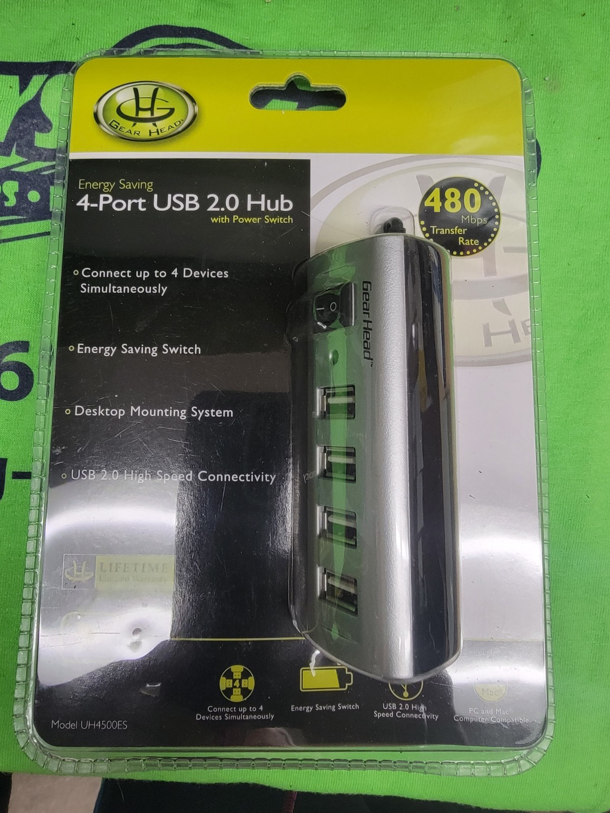 GEAR HEAD 4-Port USB 2.0 Hub Mobile USB Connector Cable, UH2100 BRAND NIB