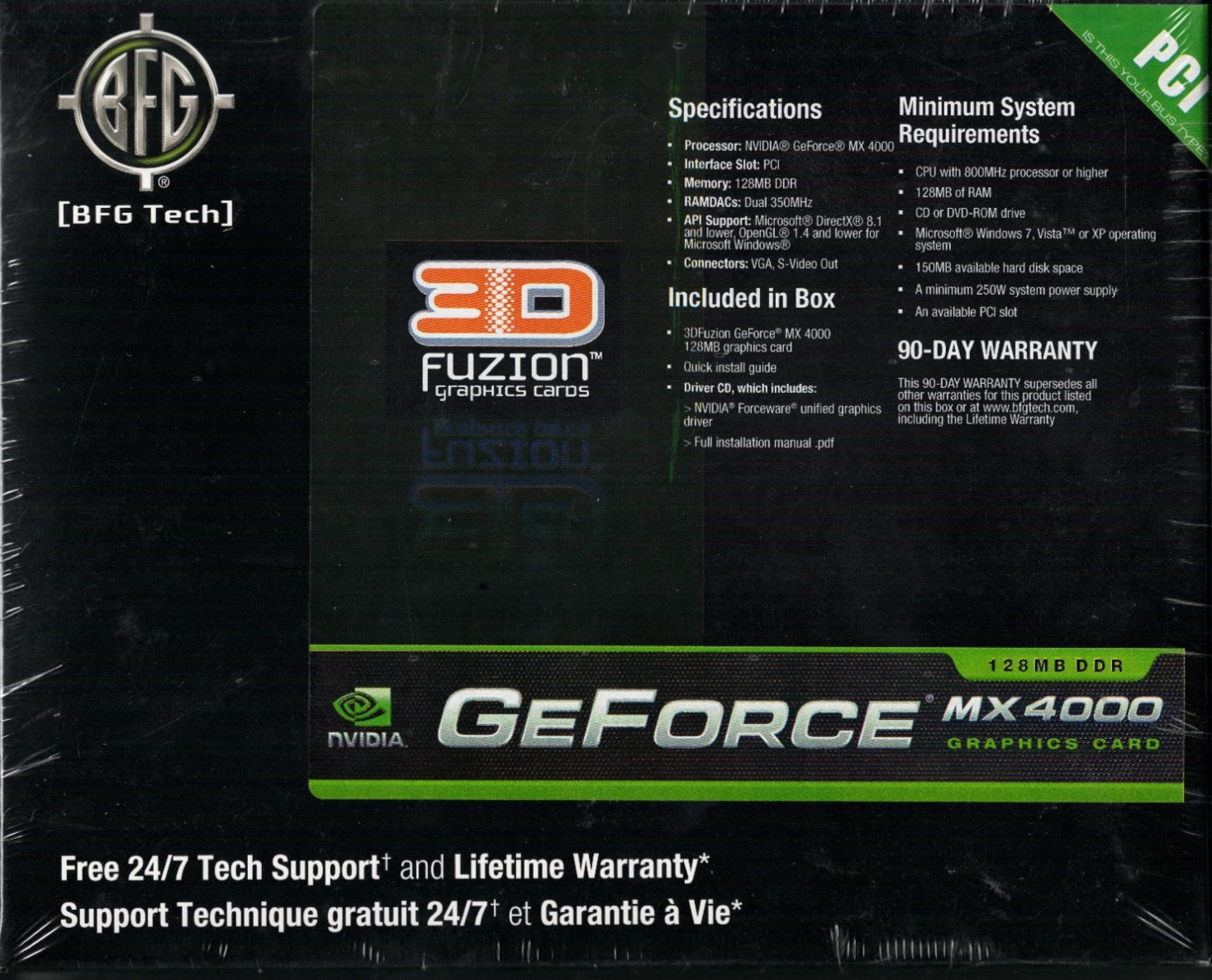 NEW BFG Tech Nvidia GeForce MX4000 128MB Graphics Card | PCI | VGA & S-Video