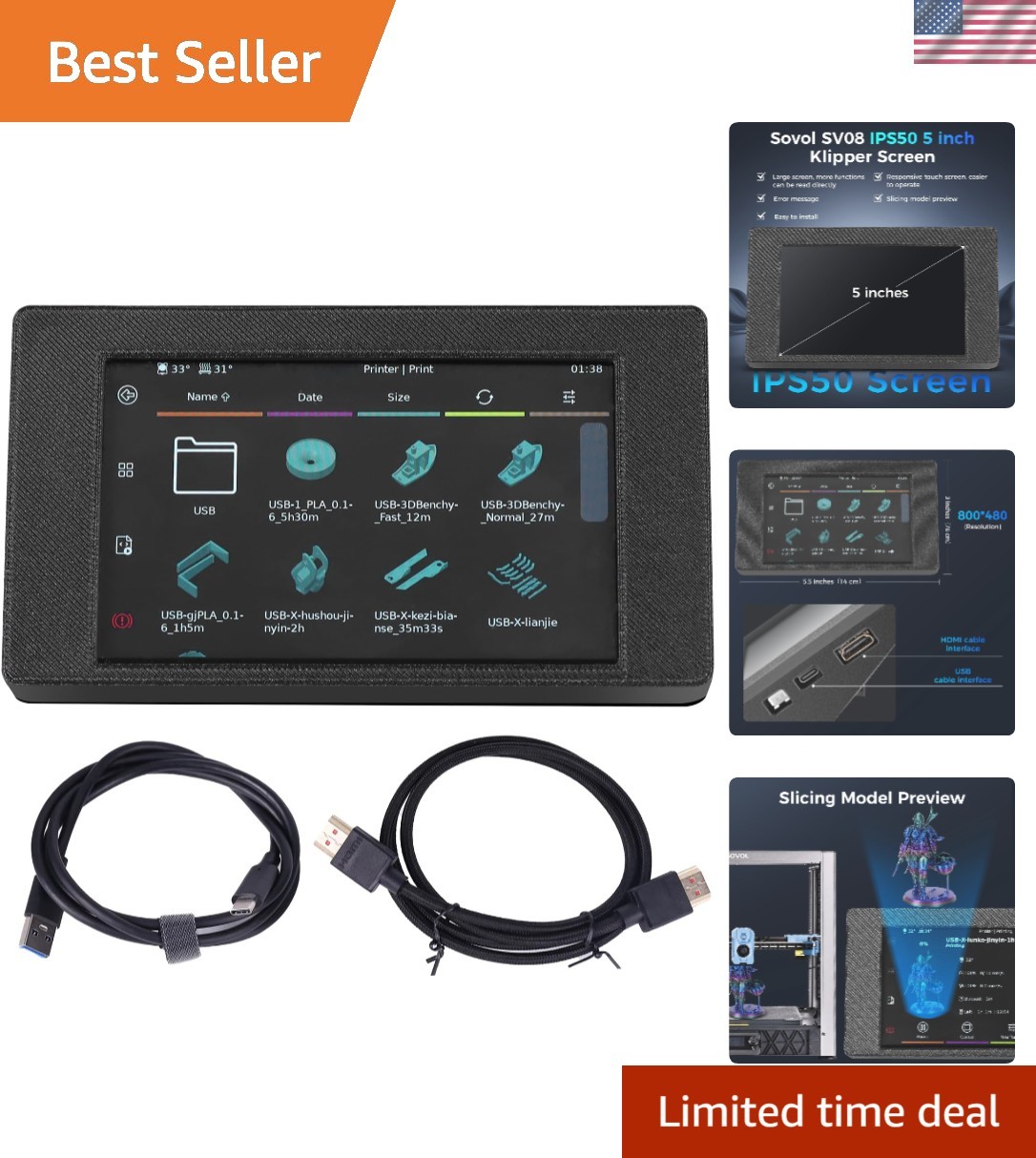 5" HDMI Capacitive Touch Screen for SV08 Zero 3D Printer