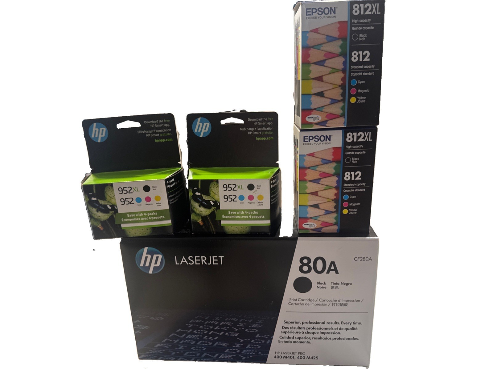 OEM Printer Ink Toner Lot HP 952XL 952 Epson 812XL 812 HP 80A CF280A NEW LOT
