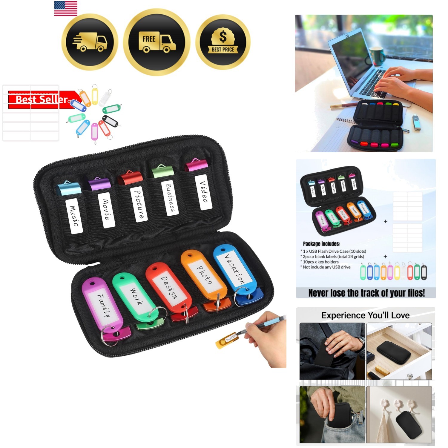 USB Flash Drive Case Soft Material Thumb Drive Holder case, USB Drive Holder ...