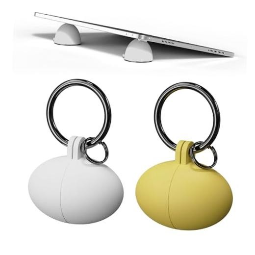 Portable Egg Keyring Style Anti-Slip Silicone Laptop & Pad Stand white+yellow