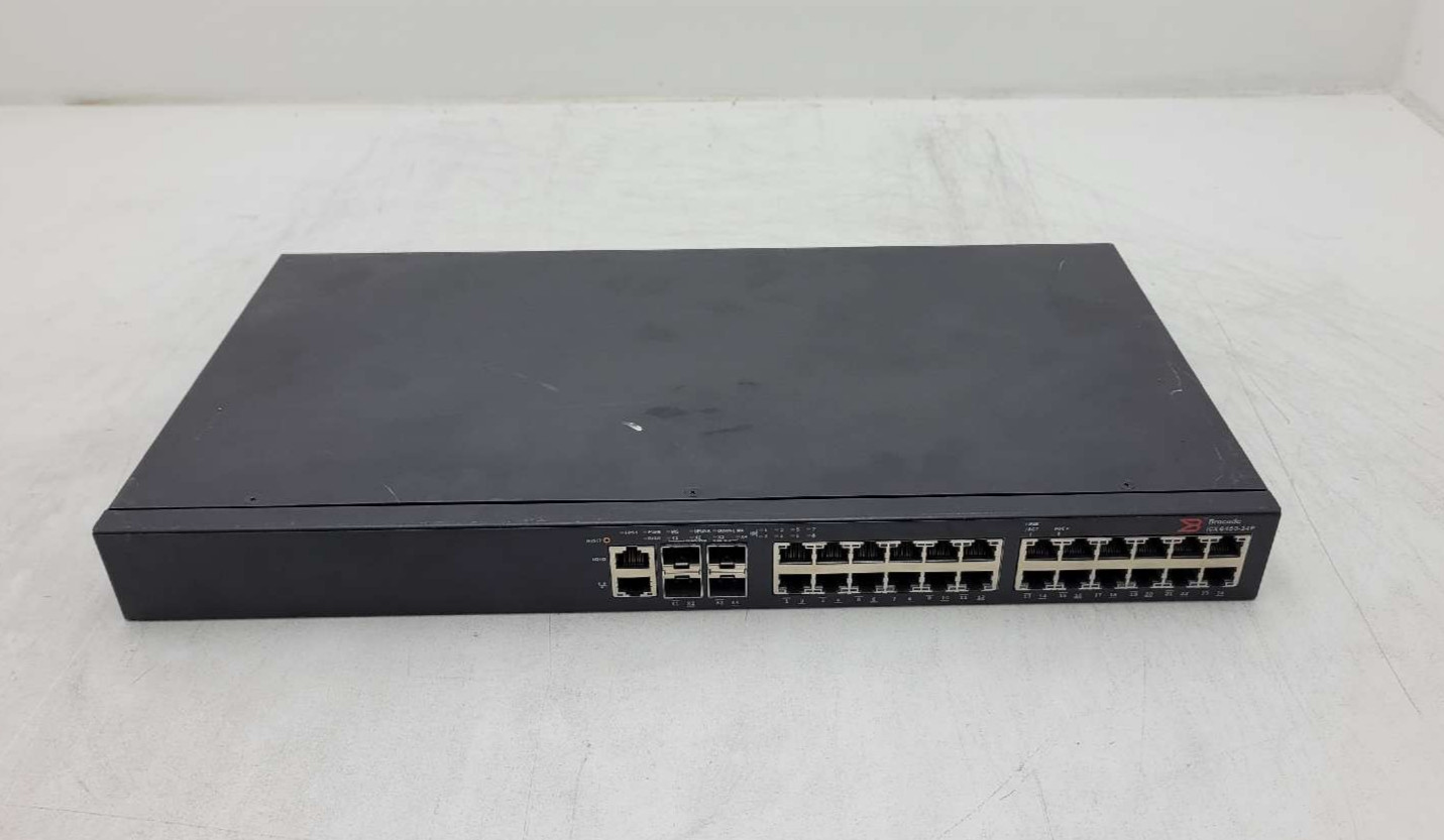 Brocade ICX 6450-24P 24-Ports GB PoE+ Switch 4GbE SFP+ P/N: 80-1005996-0 Tested