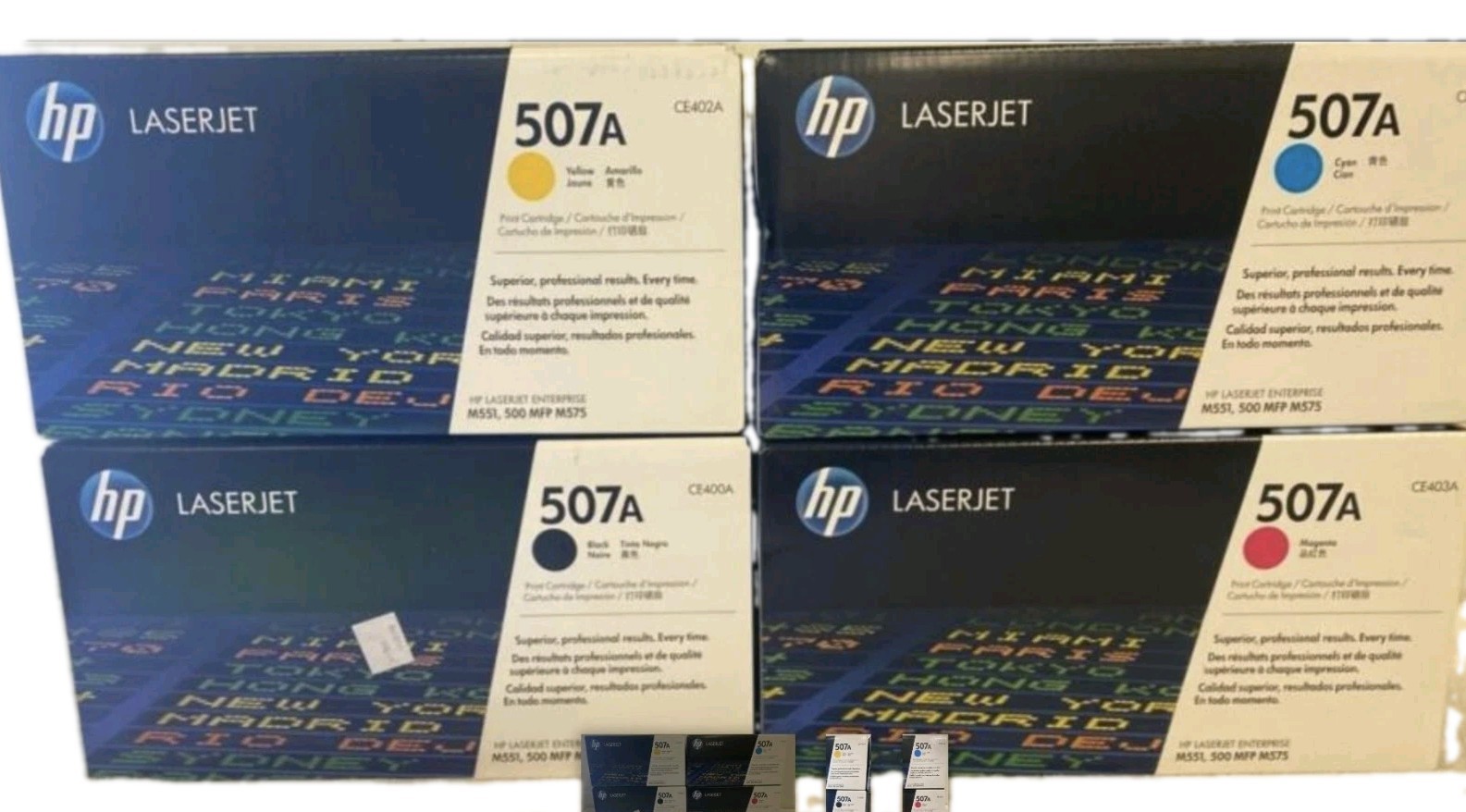Lot of 4 HP 507 Toner Set Black Cyan Magenta Yellow CE400A CE401A CE402A CE403A