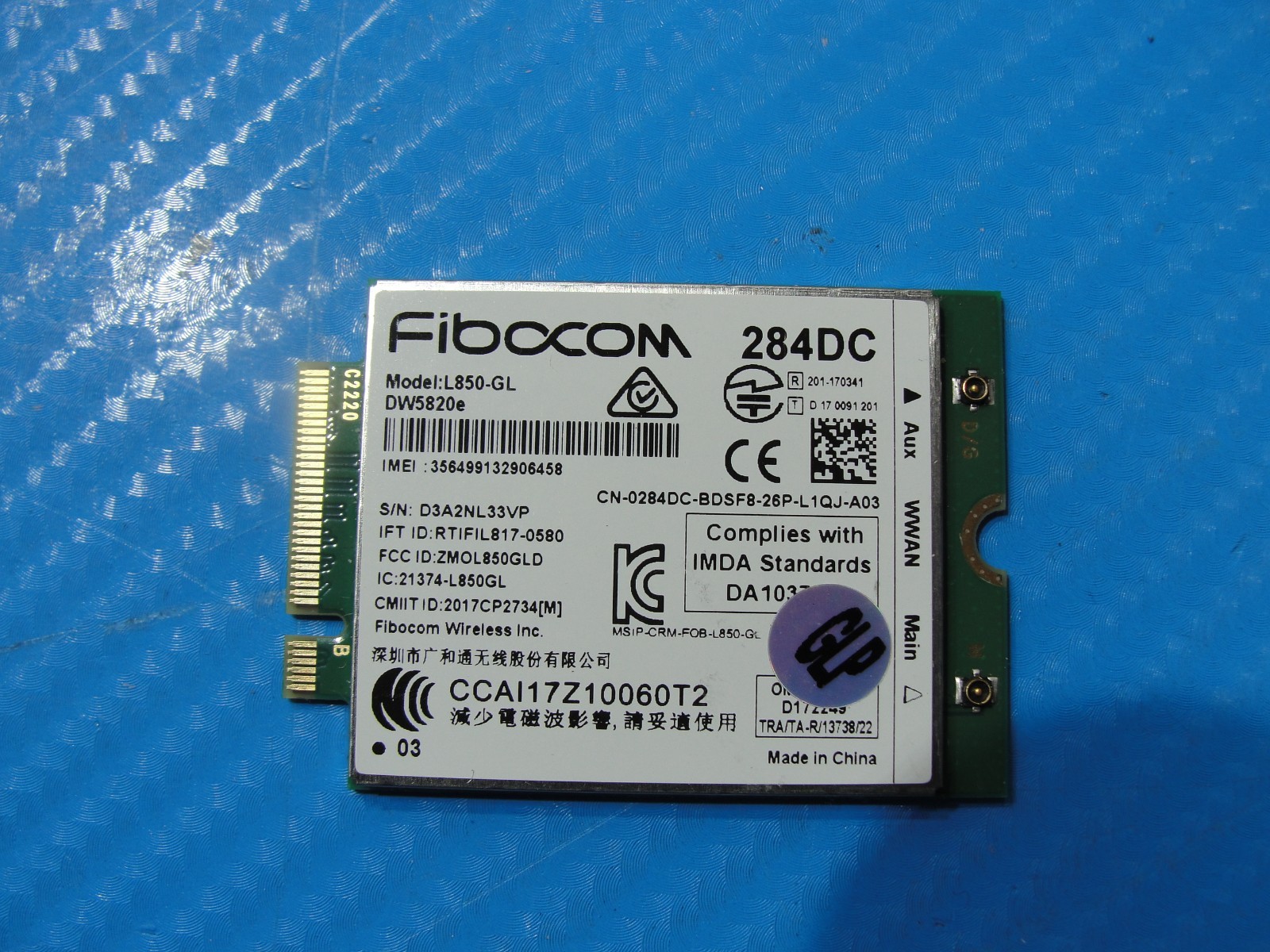 Dell Latitude 14” 5430 Genuine Fibocom WWAN Wireless WiFi Card 284DC L850-GL