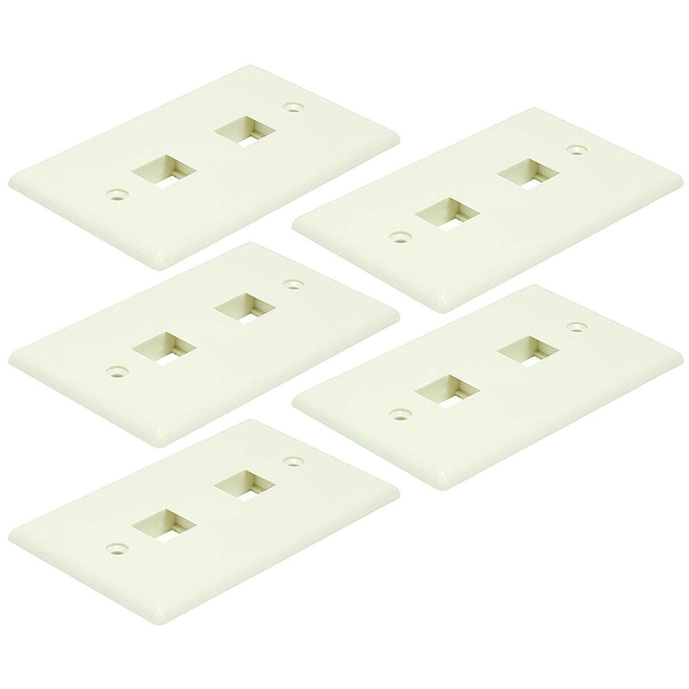 5x 1-Gang 2 Port/Hole RJ45/RJ11 Keystone Jack Insert Wall Plate Faceplate Ivory