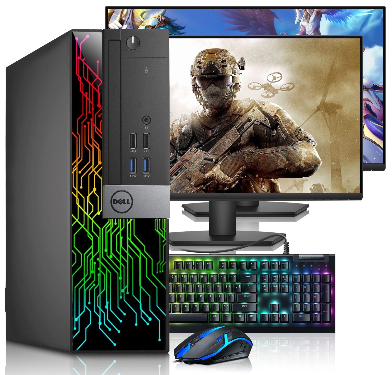 Dell 3040 RGB Gaming PC i5-6th 16GB RAM 1TB SSD HDD 24” LED NVIDIA 1030 RGB-KB&M