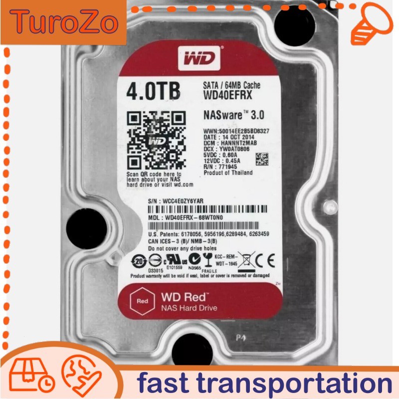 WD40EFRX Western Digital Red 4TB 5400RPM SATA 3.5" Internal NAS Hard Disk