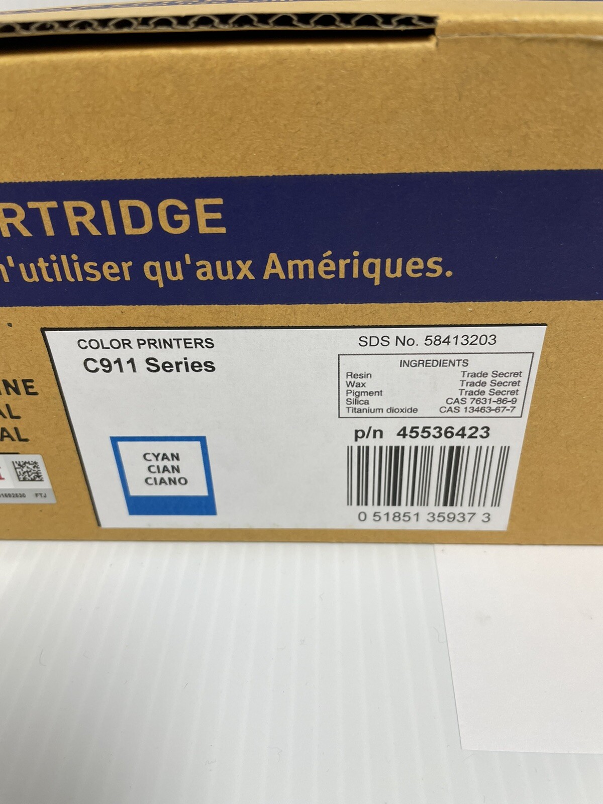 Genuine Okidata OKI Toner Cartridge CYAN 45536423 C911 New