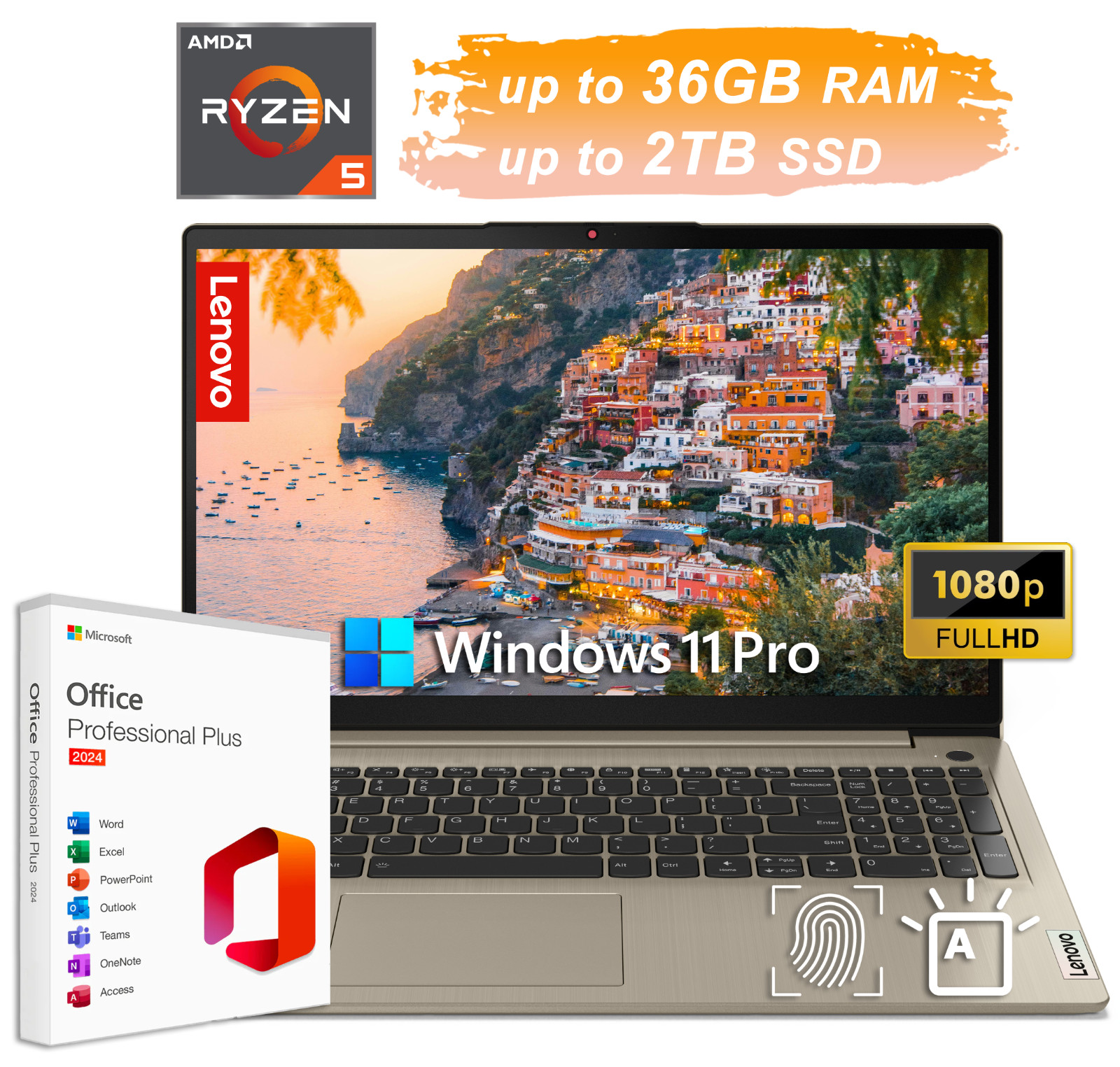 New Lenovo IdeaPad 15.6 FHD 6-Core Ryzen 5 Upto 36GB RAM&2TB SSD Backlit Win Pro