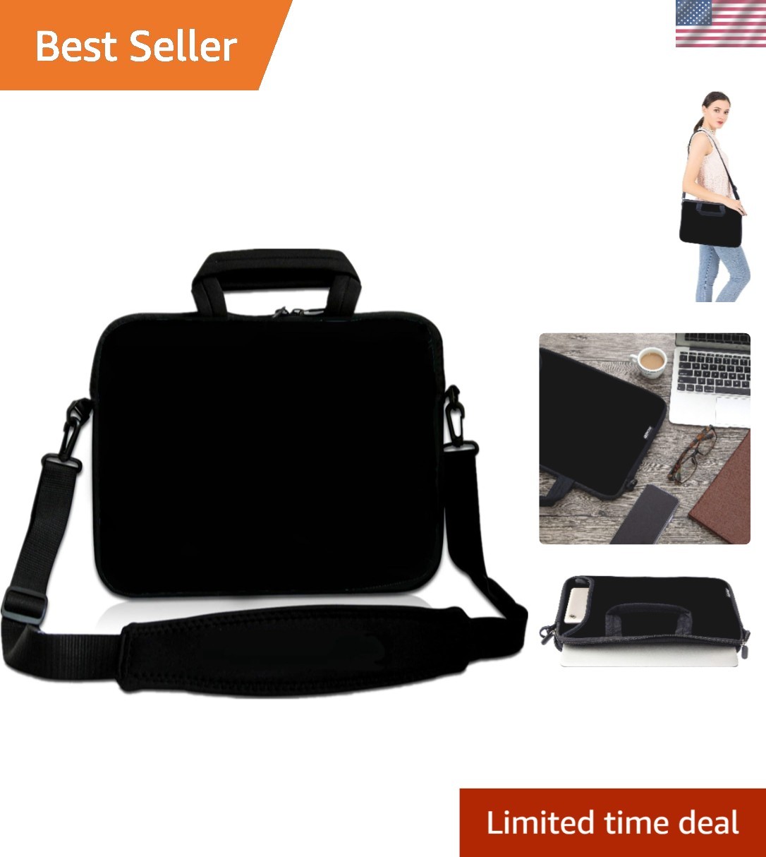 Versatile Neoprene Messenger Bag for 14-15.6 Inch Laptops - Waterproof & Durable