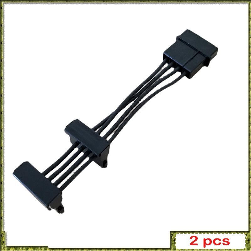 2pcs 4Pin IDE Molex To 2-Port 15Pin SATA Drive HDD SSD 18AWG Wire PC 7cm+3cm