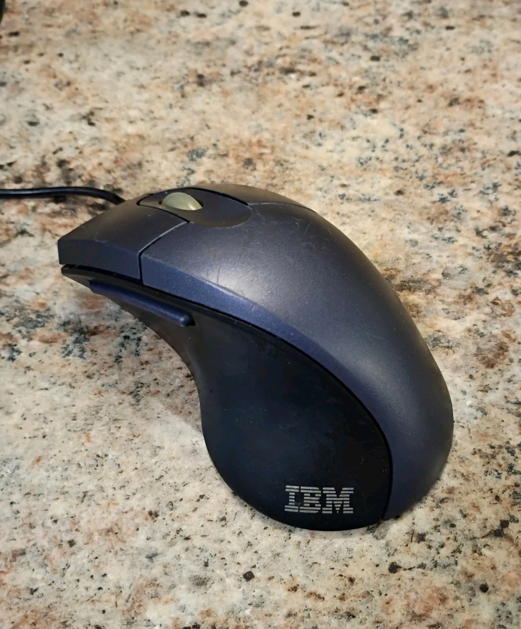 Vtg IBM ScrollPoint 4-Button Wired USB Mouse MO27FO Metallic Blue LED Ergonomic 