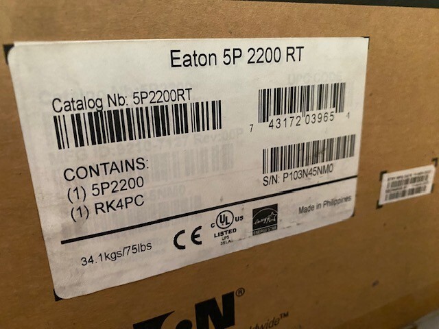 Eaton 5P 2200VA 120V Rack/Tower 2U 1950 UPS 8-Outlets Black (5P2200RT)