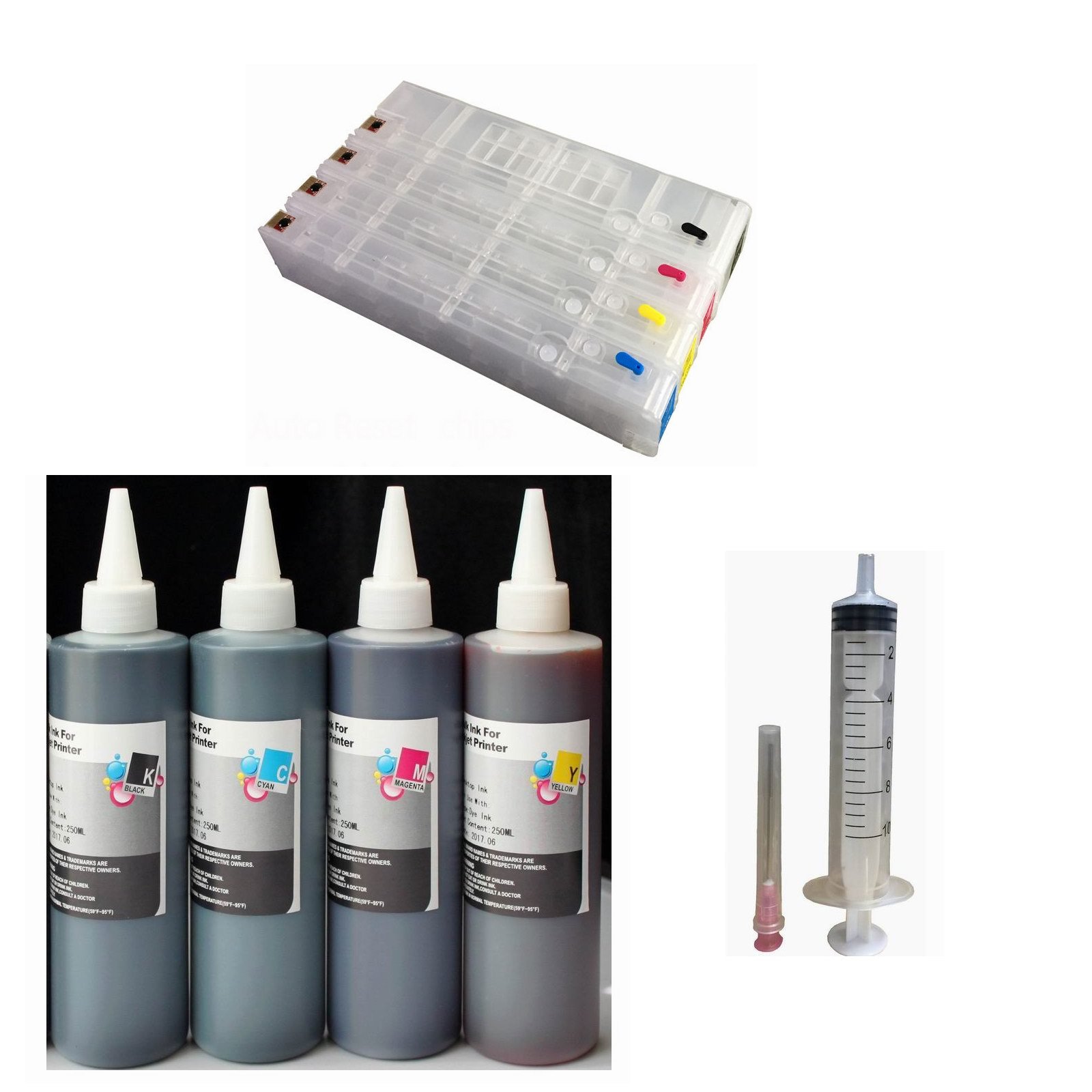 4 Empty Refillable Compatible For HP 970XL 971XL Pro X451dn X551dw Plus 1000ml
