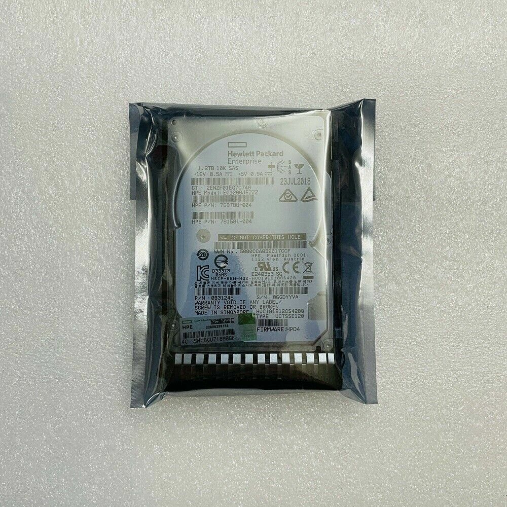 HP HPE 872737-001 872283-003  1.2TB 12G SAS 10K SFF 2.5" SC  W/Caddy 0 hours