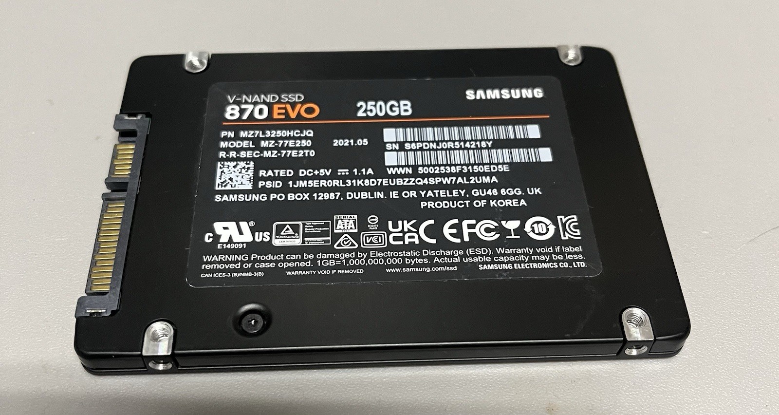 Samsung MZ-77E250 SATA 250GB 2.5" SSD SKU 11070