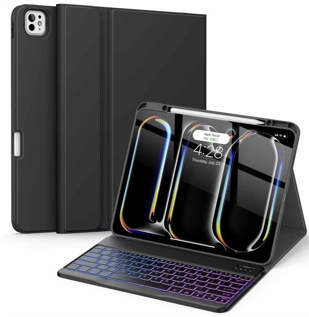 Soke Keyboard Folio for Apple iPad Pro 13in M4 2024/M5 2025 Backlit Black