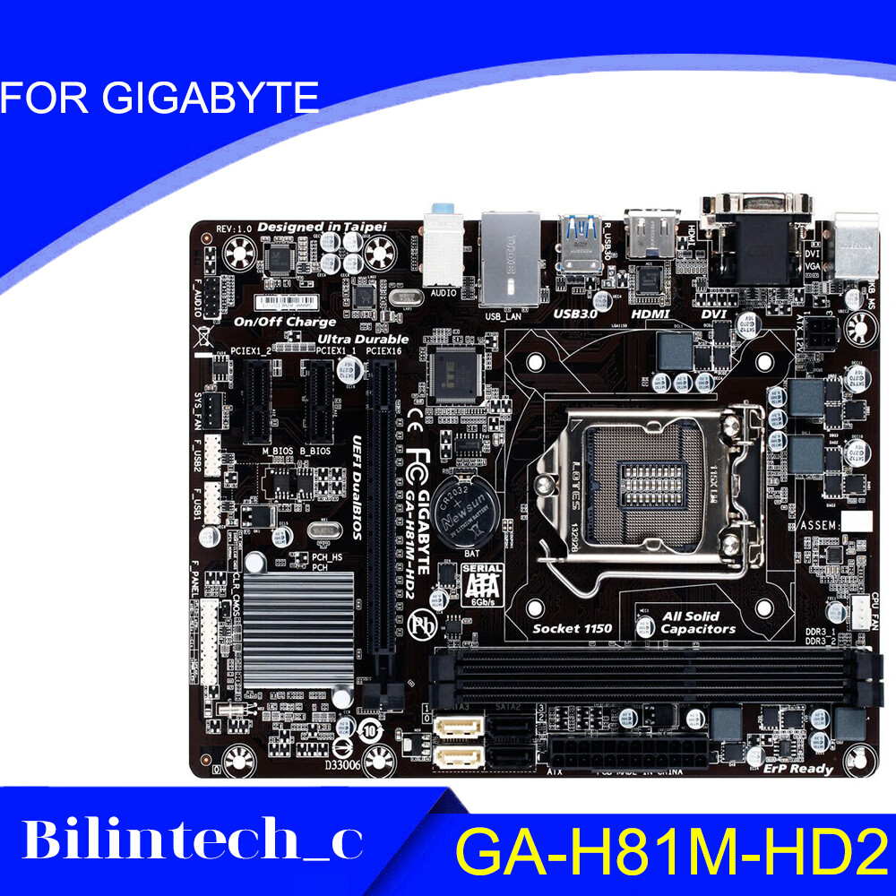 FOR GIGABYTE GA-H81M-HD2 LGA1150 M-ATX compact DDR3 16GB Motherbroad Test ok