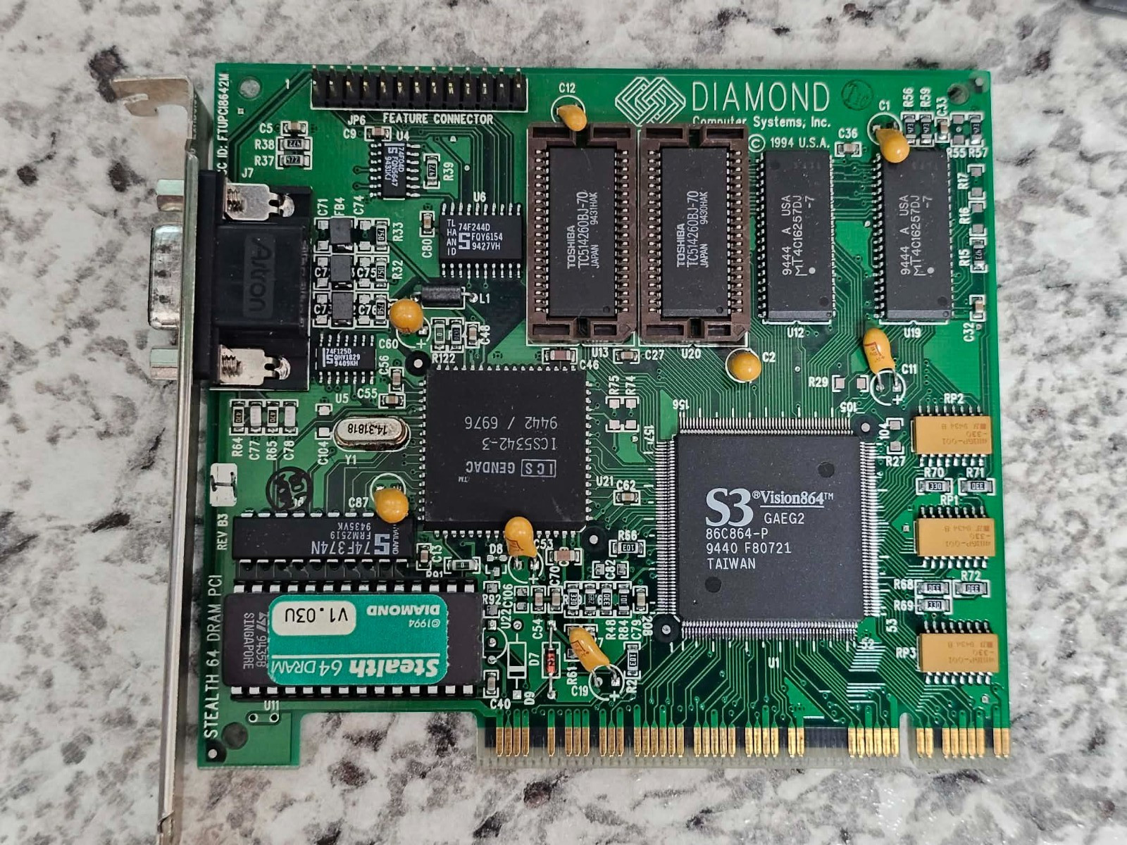 NOS Vintage Diamond Stealth 64 DRAM PCI 2MB S3 Vision864 VGA Video Graphics Card