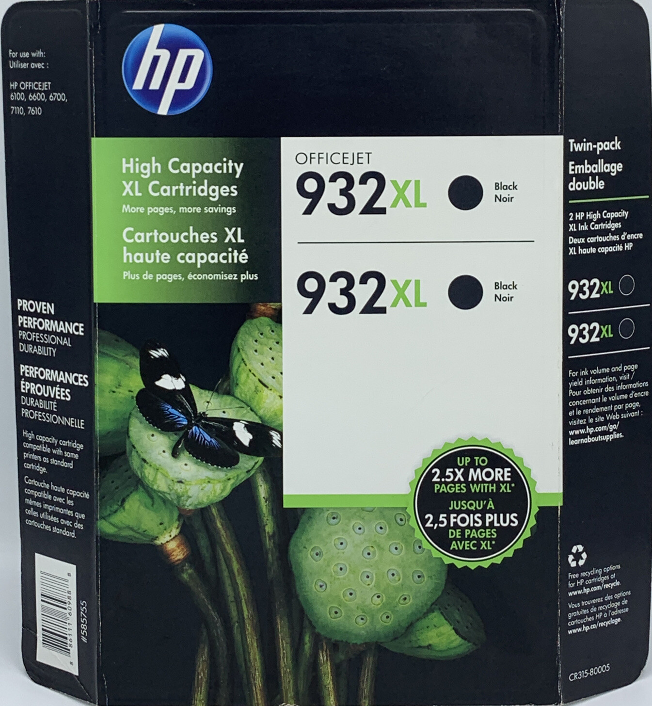 HP 932XL Black Twin Pack Ink Cartridge Genuine  Sealed Exp 01/17